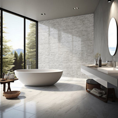 Wall Panels World Natural Stone Light Grey Matt PVC Wall Panel (8mm ...
