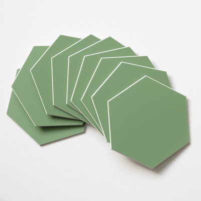 Wall Pops Hexagon Green 17.19 x 14.98cm Premium Self-adhesive Vinyl Wall Tiles Pack 9