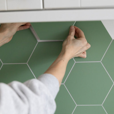 Wall Pops Hexagon Green 17.19 x 14.98cm Premium Self-adhesive Vinyl Wall Tiles Pack 9