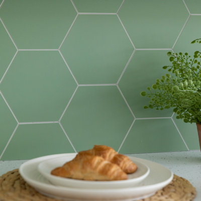 Wall Pops Hexagon Green 17.19 x 14.98cm Premium Self-adhesive Vinyl Wall Tiles Pack 9