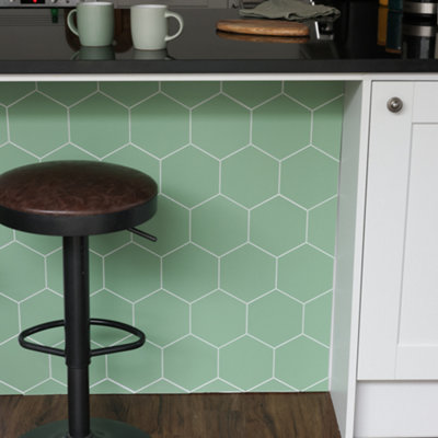 Wall Pops Hexagon Green 17.19 x 14.98cm Premium Self-adhesive Vinyl Wall Tiles Pack 9