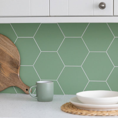Wall Pops Hexagon Green 17.19 x 14.98cm Premium Self-adhesive Vinyl Wall Tiles Pack 9