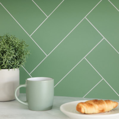 Wall Pops Subway Green 9.98 x 29.99cm Premium Self-adhesive Vinyl Wall Tiles Pack 60