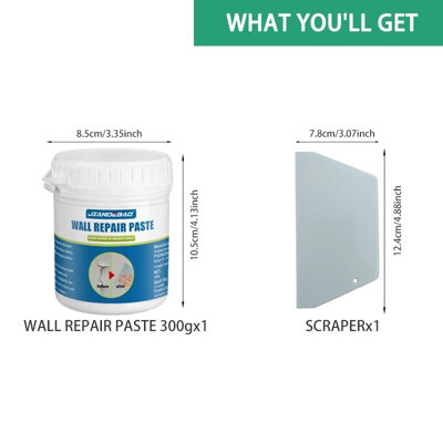 Wall Repair Paste Kit with Spatula Easy Home Wall Fix, White