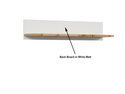 Wall Shelf Floating Display Panel 106cm Modern White Oak Effect Storage Holten