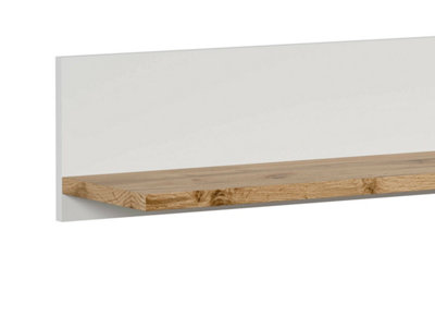 Wall Shelf Floating Display Panel 156cm Modern White Oak Effect Storage Holten