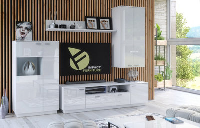 Wall Shelf Floating Storage Panel Long Compact Display Unit 130cm White Gloss Modern Sol