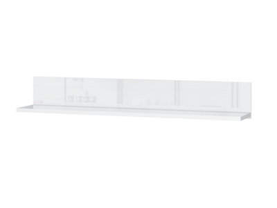 Wall Shelf Floating Storage Panel Long Compact Display Unit 130cm White Gloss Modern Sol