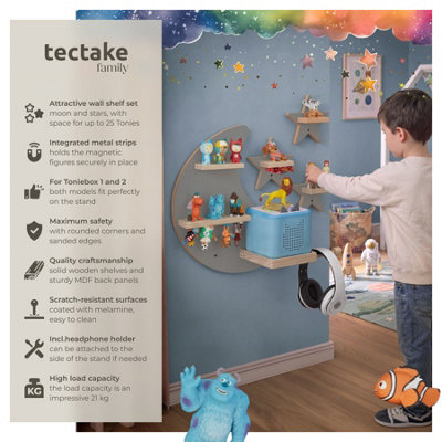 Wall Shelf Mylittlestory Star Holds Up to 25 Tonies  - grey