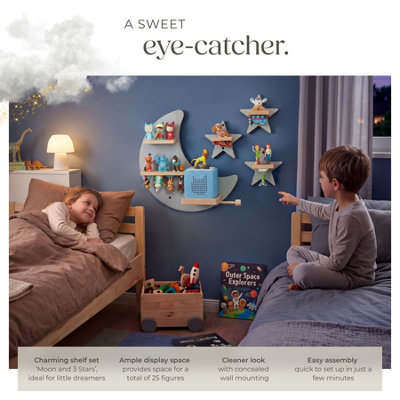 Wall Shelf Mylittlestory Star Holds Up to 25 Tonies  - grey