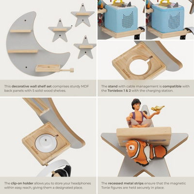 Wall Shelf Mylittlestory Star Holds Up to 25 Tonies  - grey