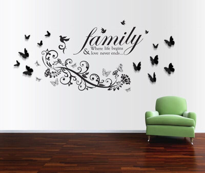 Wall Stickers Mural Decal Paper Art Decoration Family Bird Quote 3D Butterfly 3D Butterflies Stock Clearance Wall Decor Art