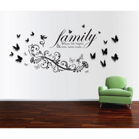 Wall Stickers Mural Decal Paper Art Decoration Family Bird Quote 3D Butterfly 3D Butterflies Stock Clearance Wall Decor Art