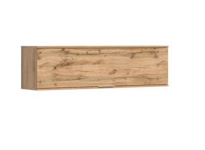 Wall Storage Cabinet Bedroom Lift Up Door Overbed Floating Unit 135cm Oak Effect Zele