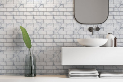 Wall Tile Marble Brick 30.5x30.5cm Grey 5 Tiles Per Pack