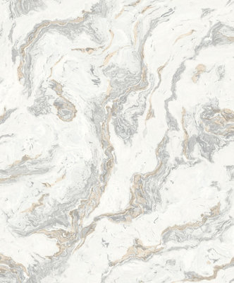Wallpaper Empire Luxury Abstract Marble Effect Wallpaper - Grey & White