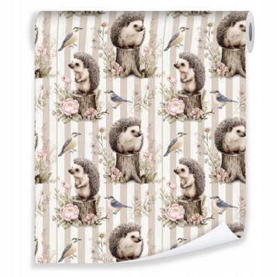 Wallpaper For Kids Children Animals White Non-Woven Modern Rolle 10 m x 50 cm + Paste