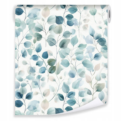 Wallpaper For Living Room Bedroom Kitchen Green Leaves Non-Woven Modern Rolle 10 m x 50 cm + Paste