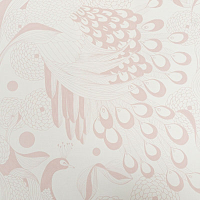 Wallpaper Pink White Floral Pattern Club Botanique Plume Rose Birds