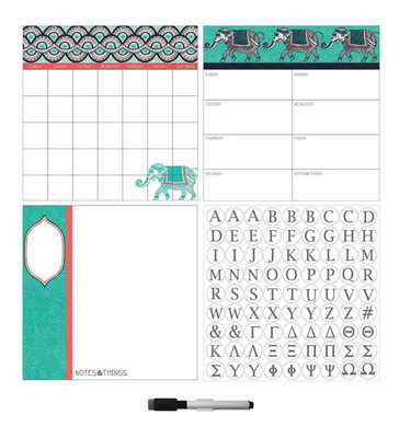 Wallpops 3 Pack - Self-Adhesive Elephant Calendar Planner Message Note Board Wall Stickers