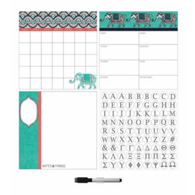 Wallpops 3 Pack - Self-Adhesive Elephant Calendar Planner Message Note Board Wall Stickers