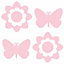 Wallpops 4 x Kids Extra Large Self-Adhesive Pink Butterfly & Flowers Wall Stickers