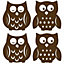 Wallpops 4 x Large Kids Self-Adhesive Brown Owls Wall Stickers