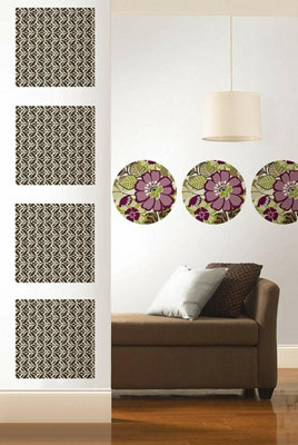 Wallpops 4 x Large Self-Adhesive Geometric Floral Square Wall Stickers