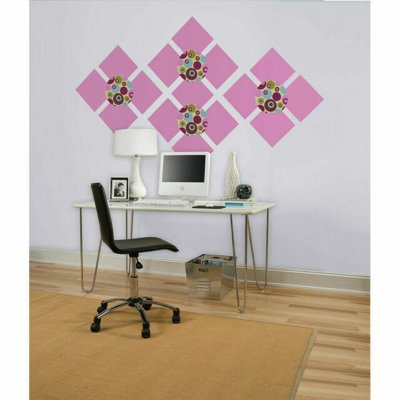 Wallpops 4 x Large Self-Adhesive Plain Pink Square Wall Stickers