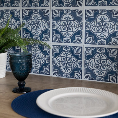 Wallpops Caeli Self-Adhesive Vinyl Wall Tiles 15.24cm(W) 15.24cm(H) 1.2mm(D) Pack of 72 (1.67sqm)