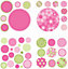 Wallpops Children's Kids Pink & Green Floral Dots Bedroom Wall Stickers