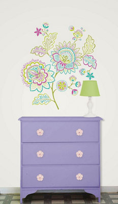 Wallpops Colourful Jeweled Floral Flowers Wall Art Kit Stickers