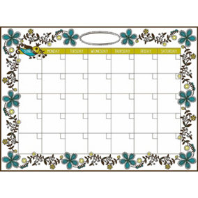 Wallpops Floral Large Self-Adhesive Dry Erase Write On Monthly Wall Calendar
