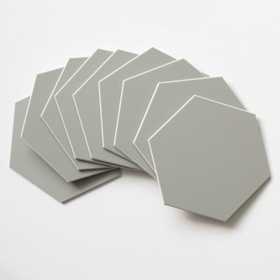 Wallpops Hexagon Grey Premium Self Adhesive Vinyl Wall Tiles 14.98cm(H) 17.19cm(W) 3.3mm(D) pack of 27 (0.70sqm)