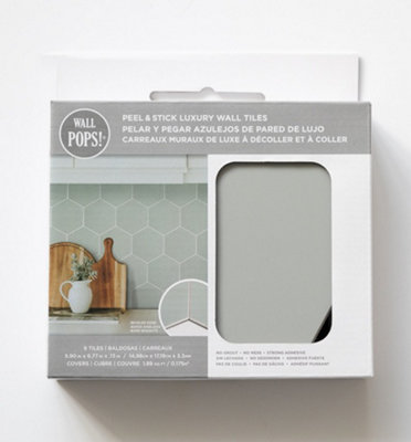 Wallpops Hexagon Grey Premium Self Adhesive Vinyl Wall Tiles 14.98cm(H) 17.19cm(W) 3.3mm(D) pack of 27 (0.70sqm)