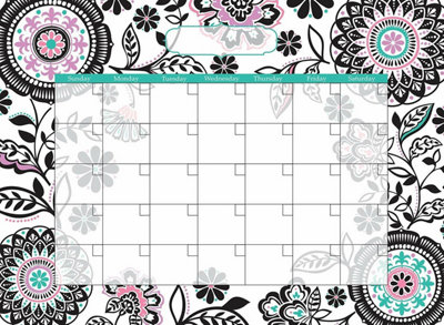 Wallpops Large Floral Self-Adhesive Dry Erase Write On Monthly Wall Calendar