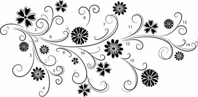 Wallpops Large Self-Adhesive Black & White Floral Silhouette Wall Art Stickers