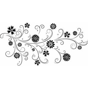 Wallpops Large Self-Adhesive Black & White Floral Silhouette Wall Art Stickers