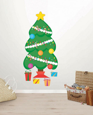 Wallpops Large Self-Adhesive Christmas Tree & Presents Wall Art Stickers