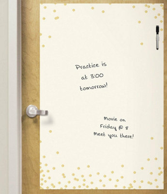 Wallpops Large Self-Adhesive Cream & Gold Spots Dry Erase Message Board