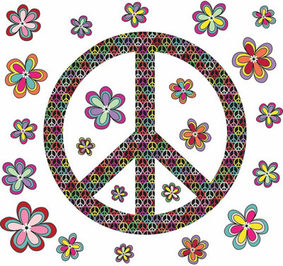 Wallpops Large Self-Adhesive Floral Peace Sign Bedroom Wall Art ...