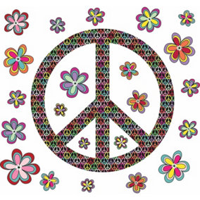 Wallpops Large Self-Adhesive Floral Peace Sign Bedroom Wall Art Stickers