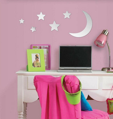 Wallpops Large Self-Adhesive Moon and Stars Shaped Kids Bedroom Wall Mirrors