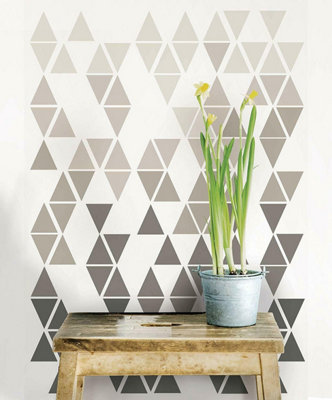Wallpops Natural Beige Grey Geometric Triangles Wall Stickers