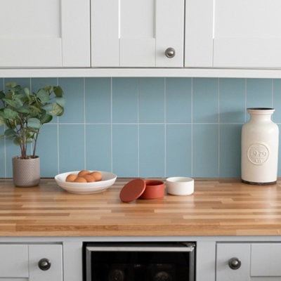 Wallpops Subway Pale Blue Premium Self Adhesive Vinyl Wall Tiles 9.98cm(H) 29.99cm(W) 3.3mm(D) pack of 60 (1.80sqm)