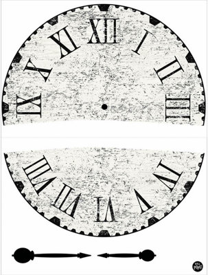 Wallpops White, Grey & Black Large Vintage Roman Numeral Clock Wall Sticker