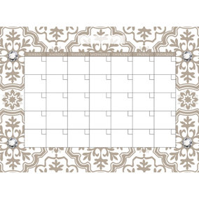 Wallpops White & Grey Kolkata Self-Adhesive Monthly Calendar With Jewels & Marker