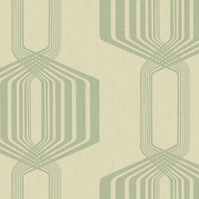 Wallquest Camden Geometric Sage Wallpaper Modern Stylish Acrylic Coated Paper