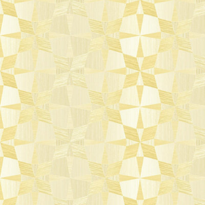 Wallquest Villa Apex Geometric Ochre Wallpaper Acrylic Coated Feature Wall