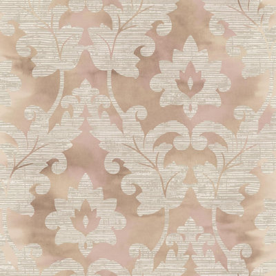 Wallquest Villa Rosa Damask Leaf Taupe Wallpaper Floral Leaves Acrylic